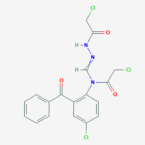 molecular formula C18H14Cl3N3O3 B057603 N'-[[(2-Benzoyl-4-chlorophenyl)(chloroacetyl)amino]methylene]chloroacetohydrazide CAS No. 49691-65-8