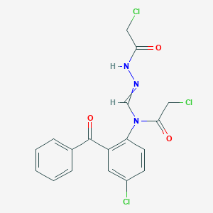 molecular formula C₁₈H₁₄Cl₃N₃O₃ B057603 N-[(2-苯甲酰-4-氯-N-(2-氯乙酰)苯胺基)甲亚氨基]-2-氯乙酰胺 CAS No. 49691-65-8