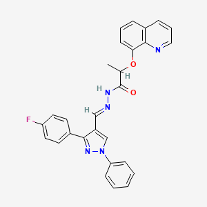 molecular formula C28H22FN5O2 B5760393 N-[(E)-[3-(4-fluorophenyl)-1-phenylpyrazol-4-yl]methylideneamino]-2-quinolin-8-yloxypropanamide 
