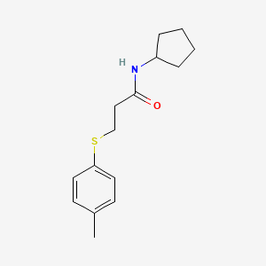 molecular formula C15H21NOS B5760741 N-cyclopentyl-3-[(4-methylphenyl)sulfanyl]propanamide 