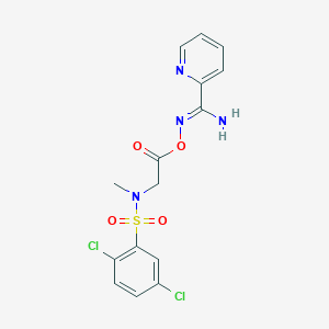 molecular formula C15H14Cl2N4O4S B5761526 N'-({2-[[(2,5-dichlorophenyl)sulfonyl](methyl)amino]acetyl}oxy)-2-pyridinecarboximidamide 