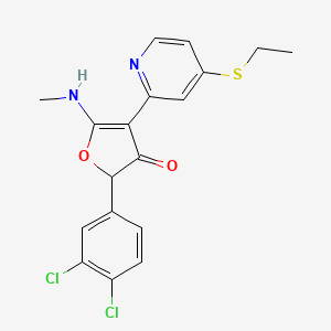 2-(3,4-Dichlorophenyl)-4-(4-ethylsulfanylpyridin-2-yl)-5-(methylamino)furan-3-one