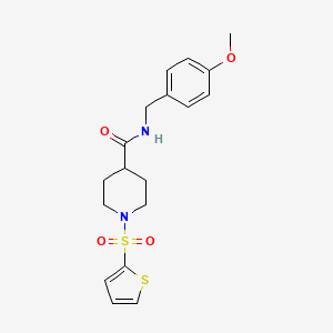 molecular formula C18H22N2O4S2 B5761661 N-[(4-methoxyphenyl)methyl]-1-(thiophene-2-sulfonyl)piperidine-4-carboxamide 
