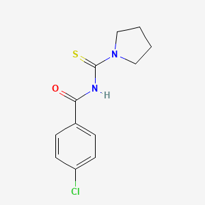 molecular formula C12H13ClN2OS B5761684 4-chloro-N-(pyrrolidine-1-carbothioyl)benzamide 