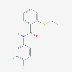 molecular formula C15H13ClFNOS B5761812 N-(3-chloro-4-fluorophenyl)-2-(ethylsulfanyl)benzamide 