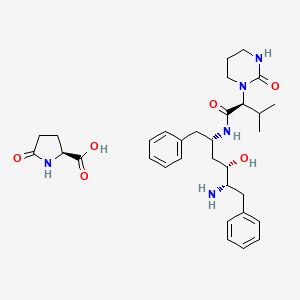 N-(4-amino-1-benzyl-3-hydroxy-5-phenyl-pentyl)-3-methyl-2-(2-oxo-tetrahydro-pyrimidin-1-yl)-butyramide 5-oxopyrrolidine-2-carboxylic acid