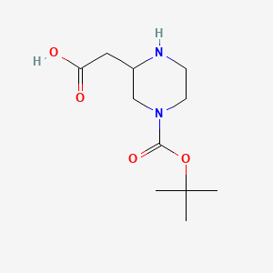 molecular formula C11H20N2O4 B576236 2-(4-(tert-Butoxycarbonyl)piperazin-2-yl)acetic acid CAS No. 183591-72-2