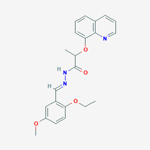 molecular formula C22H23N3O4 B5762816 N-[(E)-(2-ethoxy-5-methoxyphenyl)methylideneamino]-2-quinolin-8-yloxypropanamide 