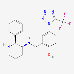 molecular formula C20H21F3N6O B576286 Phenol, 2-[[(2-phenyl-3-piperidinyl)amino]methyl]-4-[5-(trifluoromethyl)-1H-tetrazol-1-YL]-, (2S-cis)- CAS No. 180574-25-8