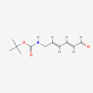 molecular formula C11H17NO3 B576288 (2E,4E)-6-(tert-Butyloxycarbonylamino)-2,4-hexadiene-1-one CAS No. 170748-20-6