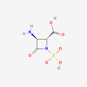 molecular formula C4H6N2O6S B576290 (2R,3S)-3-amino-4-oxo-1-sulfoazetidine-2-carboxylic acid CAS No. 167685-65-6