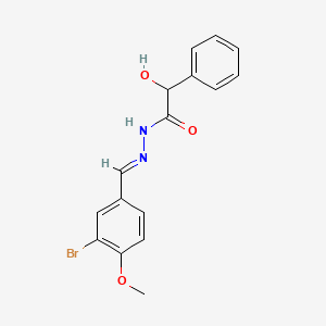 molecular formula C16H15BrN2O3 B5762984 N'-[(E)-(3-bromo-4-methoxyphenyl)methylidene]-2-hydroxy-2-phenylacetohydrazide 