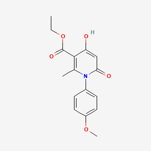 molecular formula C16H17NO5 B576319 Ethyl 4-hydroxy-1-(4-methoxyphenyl)-2-methyl-6-oxo-1,6-dihydro-3-pyridinecarboxylate CAS No. 1159-49-5