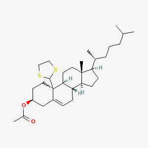 molecular formula C31H50O2S2 B576387 Cholest-5-en-19-al, 3beta-hydroxy-, cyclic ethylene mercaptal, acetate CAS No. 1109-44-0