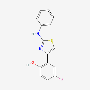 molecular formula C14H10FN3OS B576399 2-(2-Anilino-4-thiazolyl)-4-fluorophenol CAS No. 1512-76-1
