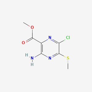 molecular formula C7H8ClN3O2S B576449 Methyl 3-amino-6-chloro-5-(methylthio)pyrazine-2-carboxylate CAS No. 1503-13-5