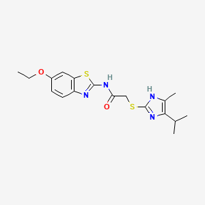 molecular formula C18H22N4O2S2 B5764553 N-(6-ethoxy-1,3-benzothiazol-2-yl)-2-{[4-methyl-5-(propan-2-yl)-1H-imidazol-2-yl]sulfanyl}acetamide 