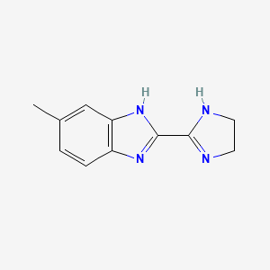 molecular formula C11H12N4 B576500 2-(4,5-Dihydro-1H-imidazol-2-yl)-5-methyl-1H-benzimidazole CAS No. 14483-91-1