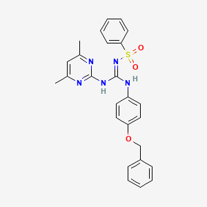 molecular formula C26H25N5O3S B5765081 N-{{[4-(benzyloxy)phenyl]amino}[(4,6-dimethyl-2-pyrimidinyl)amino]methylene}benzenesulfonamide 