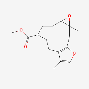 molecular formula C16H22O4 B576520 Methyl 3,12-dimethyl-4,14-dioxatricyclo[9.3.0.03,5]tetradeca-1(11),12-diene-8-carboxylate CAS No. 13657-58-4