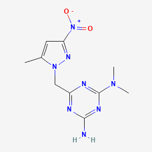 molecular formula C10H14N8O2 B5765265 N2,N2-DIMETHYL-6-[(5-METHYL-3-NITRO-1H-PYRAZOL-1-YL)METHYL]-1,3,5-TRIAZINE-2,4-DIAMINE 