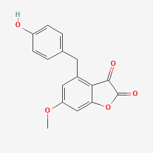 molecular formula C16H12O5 B576533 4-(p-Hydroxybenzyl)-6-methoxybenzofuran-2,3-dione CAS No. 14309-91-2