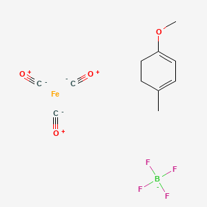molecular formula C11H12BF4FeO4- B576555 Carbon monoxide;iron;1-methoxy-4-methylcyclohexa-1,3-diene;tetrafluoroborate CAS No. 12307-40-3