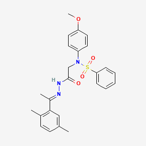 molecular formula C25H27N3O4S B5765638 N-({N'-[(1E)-1-(2,5-DIMETHYLPHENYL)ETHYLIDENE]HYDRAZINECARBONYL}METHYL)-N-(4-METHOXYPHENYL)BENZENESULFONAMIDE 