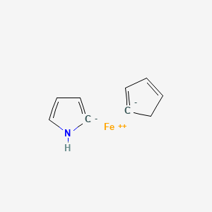 molecular formula C9H9FeN B576588 cyclopenta-1,3-diene;1,2-dihydropyrrol-2-ide;iron(2+) CAS No. 11077-12-6