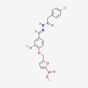 molecular formula C23H21ClN2O6 B5765884 methyl 5-[(4-{2-[(4-chlorophenyl)acetyl]carbonohydrazonoyl}-2-methoxyphenoxy)methyl]-2-furoate 
