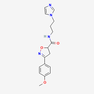 molecular formula C17H20N4O3 B5765957 N-[3-(1H-imidazol-1-yl)propyl]-3-(4-methoxyphenyl)-4,5-dihydro-1,2-oxazole-5-carboxamide 