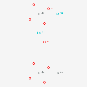 molecular formula La2O9Ti3 B576651 Dilanthanum trititanium nonaoxide CAS No. 12201-13-7
