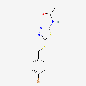 molecular formula C11H10BrN3OS2 B5766533 N-(5-((4-bromobenzyl)thio)-1,3,4-thiadiazol-2-yl)acetamide 