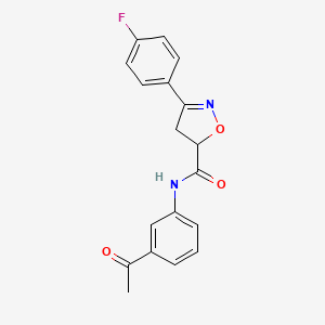molecular formula C18H15FN2O3 B5766599 N-(3-acetylphenyl)-3-(4-fluorophenyl)-4,5-dihydro-1,2-oxazole-5-carboxamide 