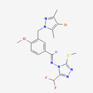 molecular formula C18H19BrF2N6OS B5766817 N-((E)-1-{3-[(4-BROMO-3,5-DIMETHYL-1H-PYRAZOL-1-YL)METHYL]-4-METHOXYPHENYL}METHYLIDENE)-N-[3-(DIFLUOROMETHYL)-5-(METHYLSULFANYL)-4H-1,2,4-TRIAZOL-4-YL]AMINE 