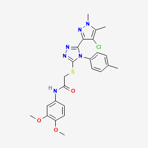 molecular formula C24H25ClN6O3S B5766950 2-{[5-(4-chloro-1,5-dimethyl-1H-pyrazol-3-yl)-4-(4-methylphenyl)-4H-1,2,4-triazol-3-yl]sulfanyl}-N-(3,4-dimethoxyphenyl)acetamide 