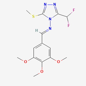 molecular formula C14H16F2N4O3S B5767954 N-[3-(DIFLUOROMETHYL)-5-(METHYLSULFANYL)-4H-1,2,4-TRIAZOL-4-YL]-N-[(E)-1-(3,4,5-TRIMETHOXYPHENYL)METHYLIDENE]AMINE 