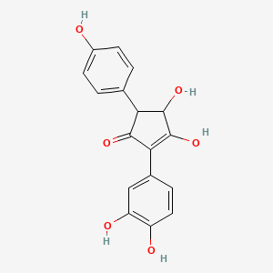 molecular formula C17H14O6 B576843 2-(3,4-Dihydroxyphenyl)-3,4-dihydroxy-5-(4-hydroxyphenyl)cyclopent-2-en-1-one CAS No. 13677-78-6