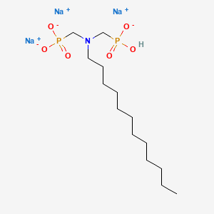 molecular formula C14H30NNa3O6P2 B576867 Trisodium hydrogen ((dodecylimino)bis(methylene))bisphosphonate CAS No. 13973-51-8