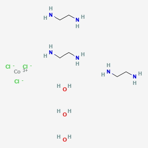 molecular formula C6H30Cl3CoN6O3 B576870 Tris(ethylenediamine)cobalt(III) chloride trihydrate CAS No. 14883-80-8