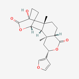 molecular formula C20H24O6 B576901 (1R,2S,3S,5S,8S,11R,12R)-5-(furan-3-yl)-12-hydroxy-3,11-dimethyl-6,14-dioxatetracyclo[10.2.2.02,11.03,8]hexadecane-7,13-dione CAS No. 10413-81-7