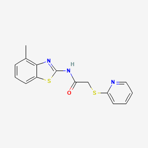 molecular formula C15H13N3OS2 B5769343 N~1~-(4-METHYL-1,3-BENZOTHIAZOL-2-YL)-2-(2-PYRIDYLSULFANYL)ACETAMIDE 