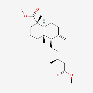 molecular formula C22H36O4 B576954 methyl (1S,4aS,5R,8aS)-5-[(3S)-5-methoxy-3-methyl-5-oxopentyl]-1,4a-dimethyl-6-methylidene-3,4,5,7,8,8a-hexahydro-2H-naphthalene-1-carboxylate CAS No. 13902-83-5