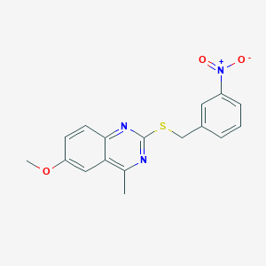 molecular formula C17H15N3O3S B5769602 6-METHOXY-4-METHYL-2-{[(3-NITROPHENYL)METHYL]SULFANYL}QUINAZOLINE 