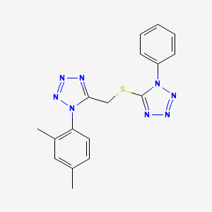 molecular formula C17H16N8S B5770135 1-(2,4-dimethylphenyl)-5-{[(1-phenyl-1H-tetrazol-5-yl)sulfanyl]methyl}-1H-tetrazole 