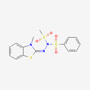 molecular formula C15H15N3O4S3 B577042 N-[(E)-(3-methyl-1,3-benzothiazol-2-ylidene)amino]-N-methylsulfonylbenzenesulfonamide CAS No. 13545-96-5