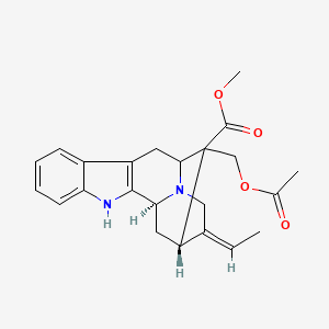 molecular formula C23H26N2O4 B577095 methyl (1S,14S,15Z)-13-(acetyloxymethyl)-15-ethylidene-3,17-diazapentacyclo[12.3.1.02,10.04,9.012,17]octadeca-2(10),4,6,8-tetraene-13-carboxylate CAS No. 14478-58-1