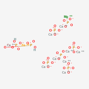 molecular formula Ca9FeH2MgO32P8 B577102 Whitlockite CAS No. 14358-97-5