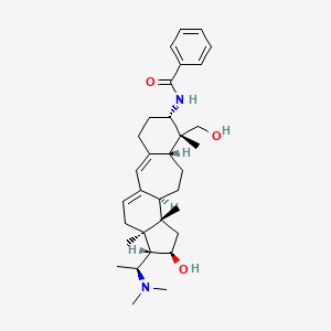 molecular formula C33H48N2O3 B577128 N-[(6S,7R,8R,11R,12S,14R,15S,16R)-15-[(1S)-1-(dimethylamino)ethyl]-14-hydroxy-7-(hydroxymethyl)-7,12,16-trimethyl-6-tetracyclo[9.7.0.03,8.012,16]octadeca-1(18),2-dienyl]benzamide CAS No. 14155-72-7