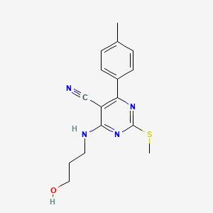 molecular formula C16H18N4OS B5771413 4-[(3-Hydroxypropyl)amino]-6-(4-methylphenyl)-2-(methylsulfanyl)pyrimidine-5-carbonitrile 